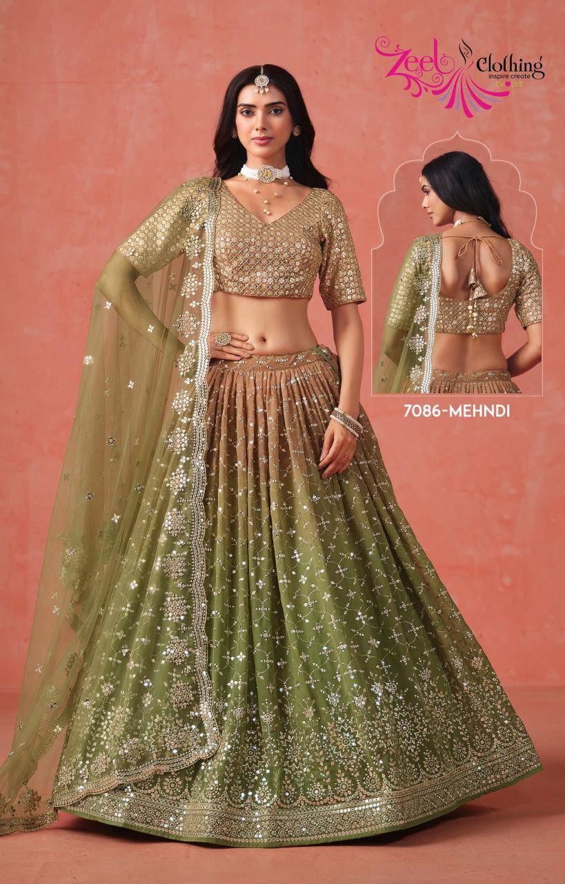 Elegance Georgette Mehndi Wedding lehenga choli suppliers in Mumbai
